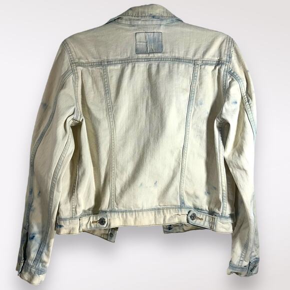 Levi’s Denim Jacket Women’s Size Medium Bleached Wash Long Sleeve Casual Short - Picture 7 of 9